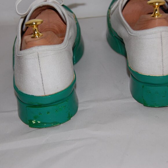 43/US9.5 🔥 Marni Green White Canvas lace Sneakers Made In SPAIN - Picture 5 of 13